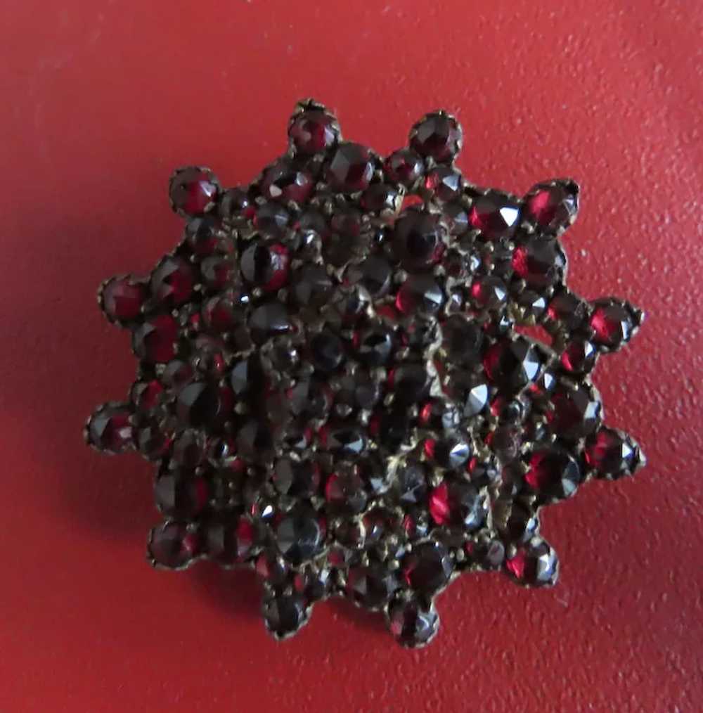 Vintage Signed Czechoslovakia Garnet Star Brooch … - image 3