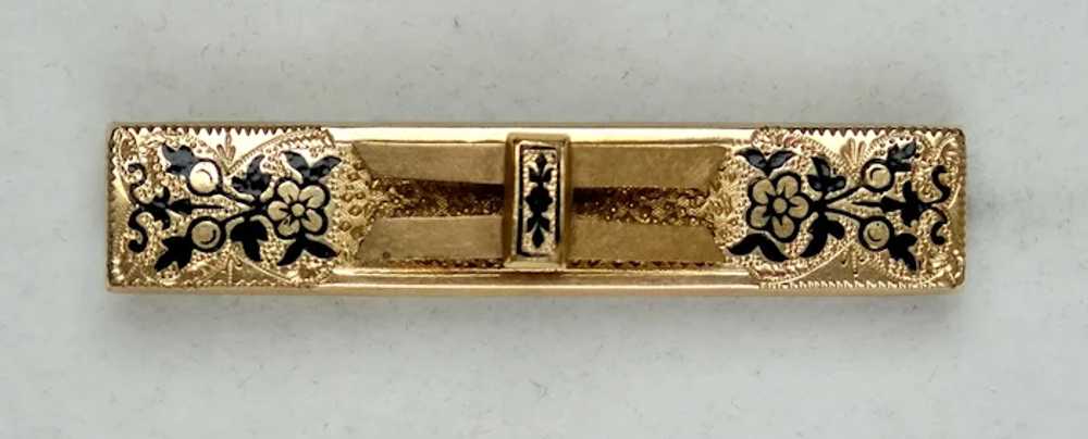 Victorian 10K Gold Enamel Dimensional Pin - image 2