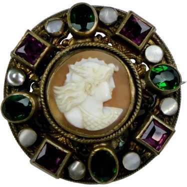 Antique Austro-Hungarian Jeweled Cameo Brooch - image 1