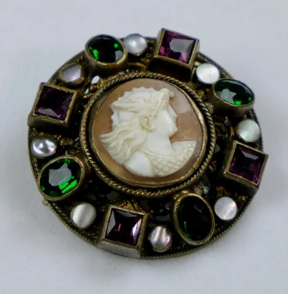 Antique Austro-Hungarian Jeweled Cameo Brooch - image 2