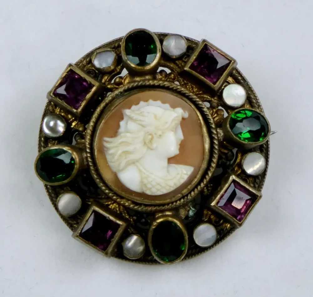 Antique Austro-Hungarian Jeweled Cameo Brooch - image 5