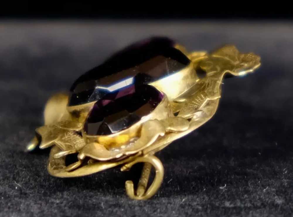 Victorian Rolled Gold Amethyst Crystals Brooch - image 3