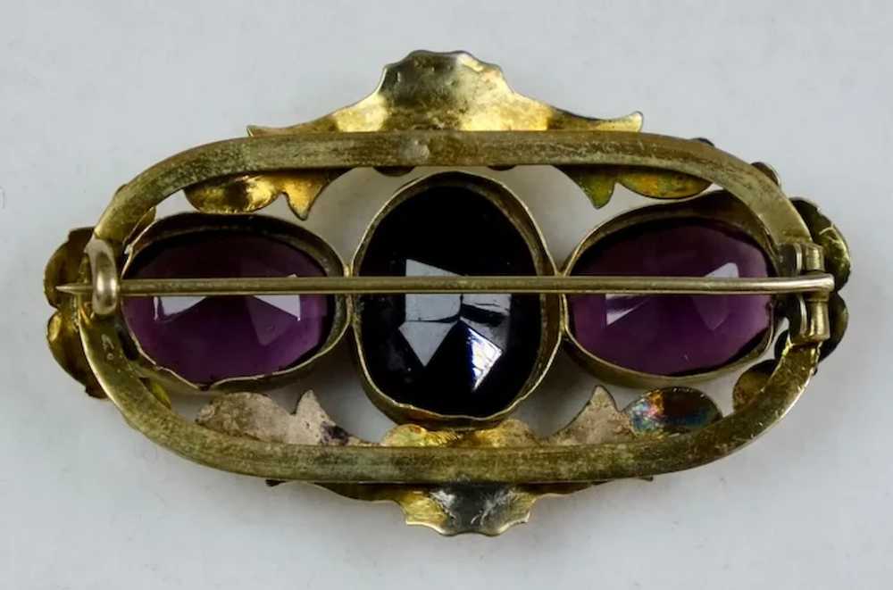 Victorian Rolled Gold Amethyst Crystals Brooch - image 4
