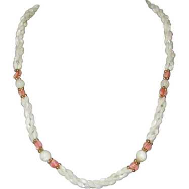 MOP & Coral Necklace, Vintage 80's - image 1