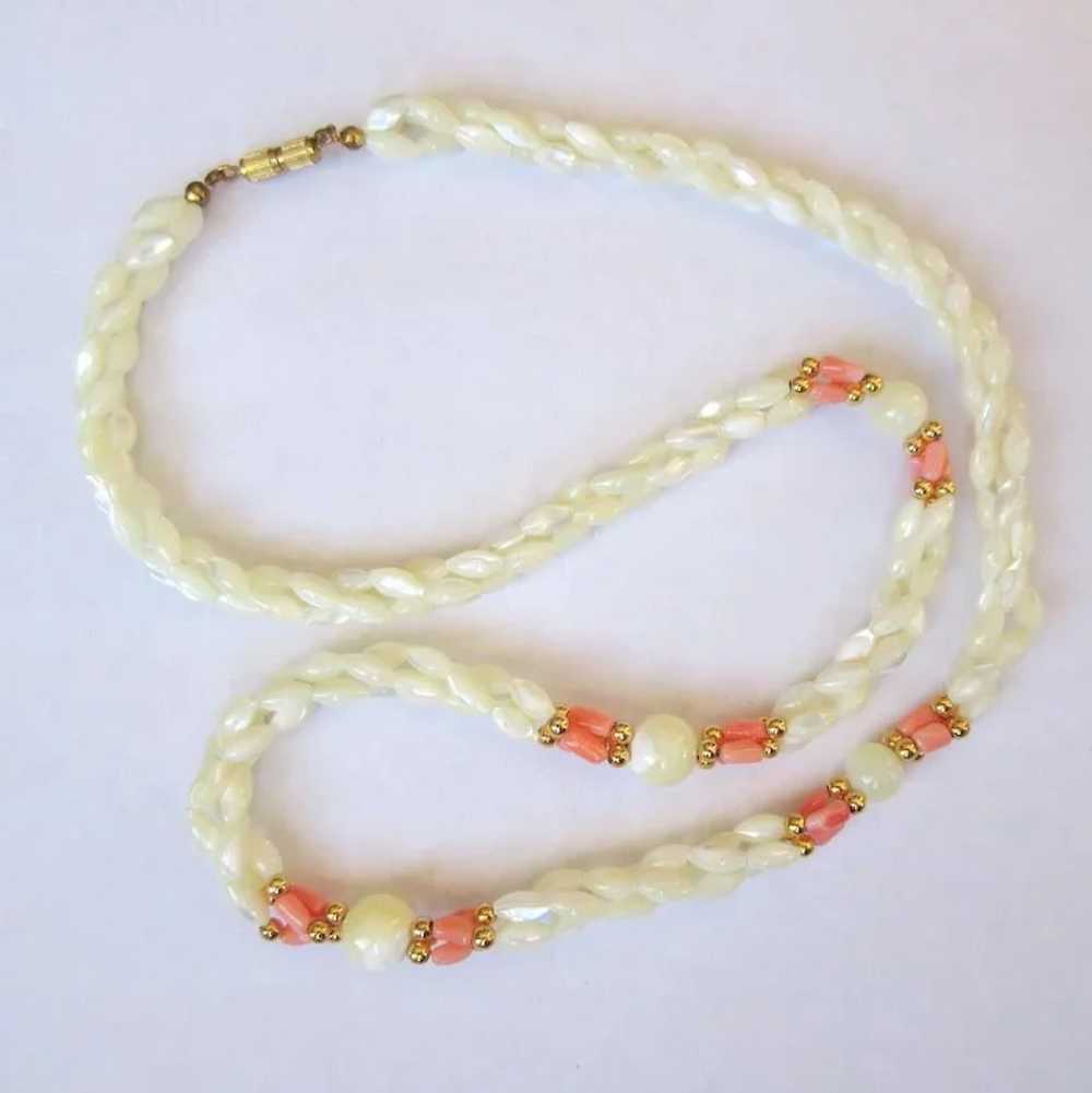 MOP & Coral Necklace, Vintage 80's - image 4