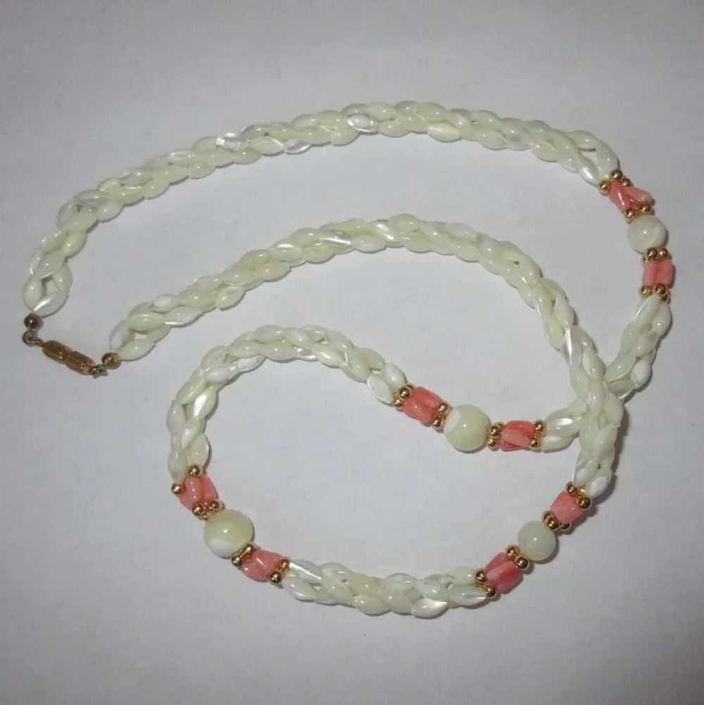 MOP & Coral Necklace, Vintage 80's - image 5