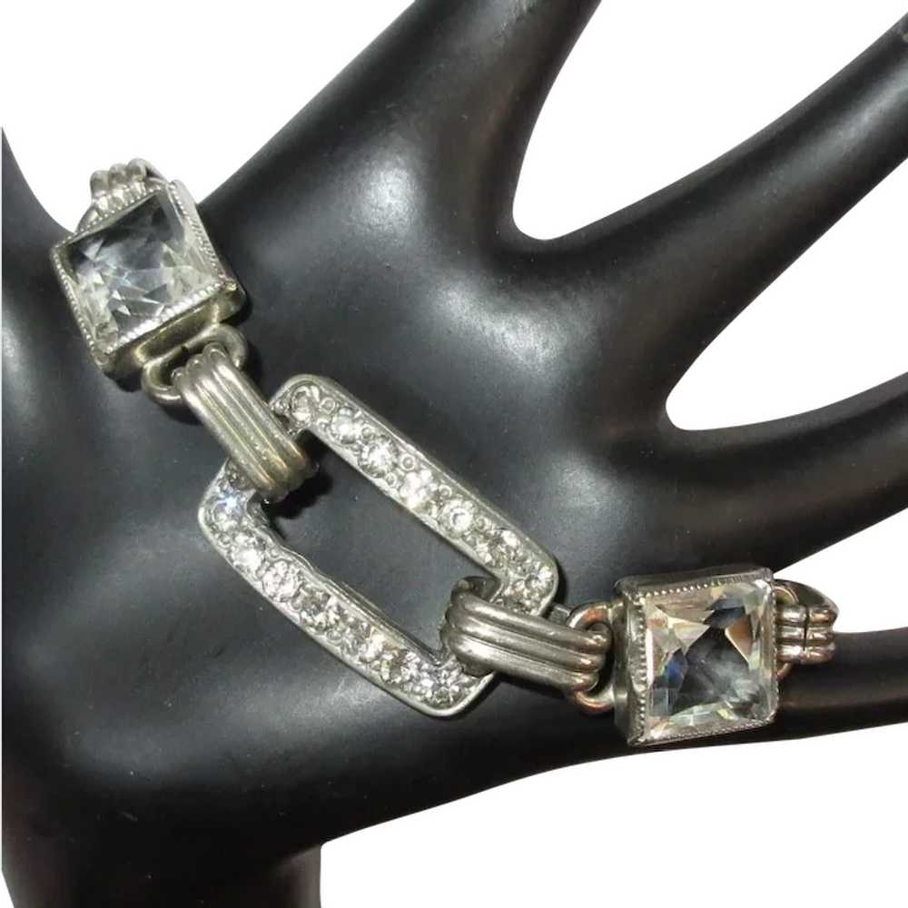 Deco Rhinestone Bracelet, Crystals, 1930's - image 1