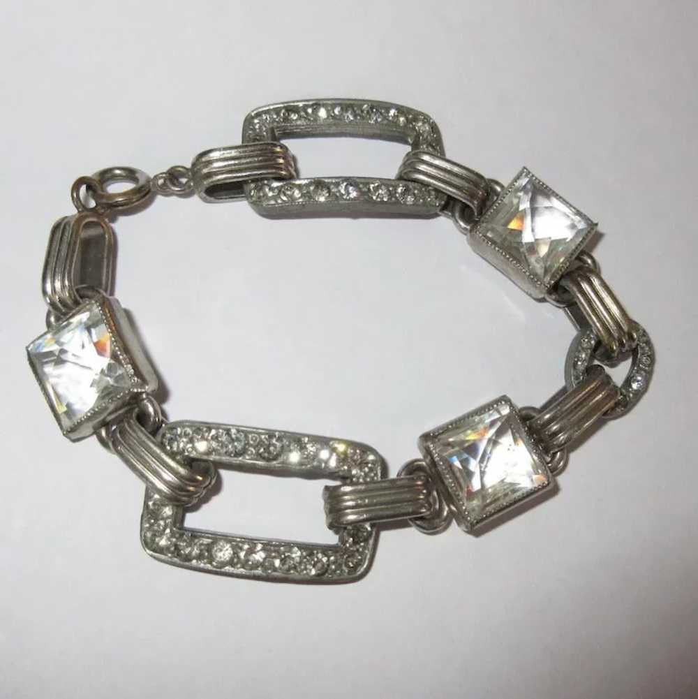 Deco Rhinestone Bracelet, Crystals, 1930's - image 2