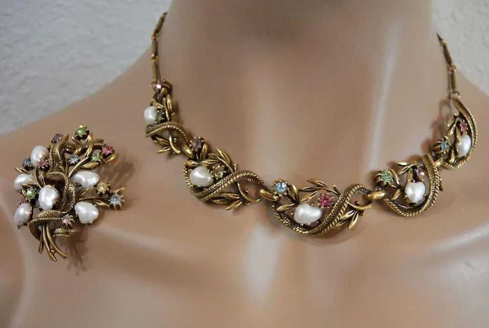 Coro Three Piece Necklace Set Baroque Faux Pearls… - image 2