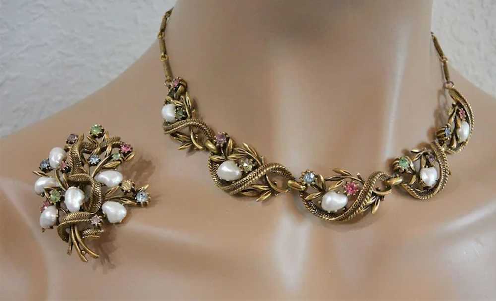 Coro Three Piece Necklace Set Baroque Faux Pearls… - image 5