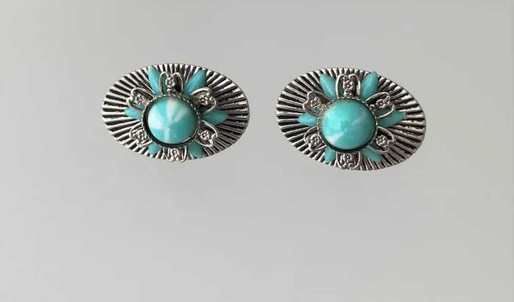 Southwestern Style Faux Turquoise Dimensional Ear… - image 3