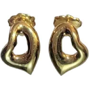 Monet Sweet Open Heart Stud Earrings in Gold Tone