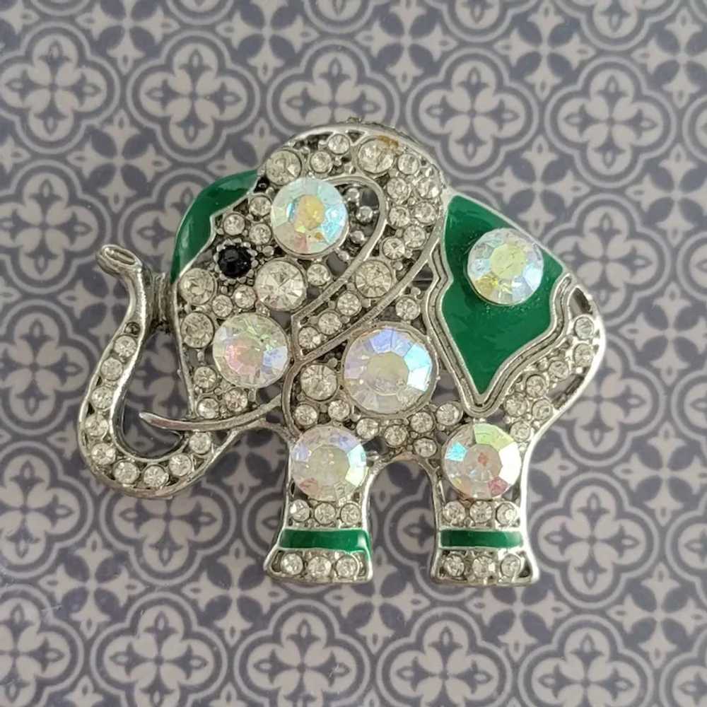 Lucky Elephant Brooch with Lots of Bling - image 2
