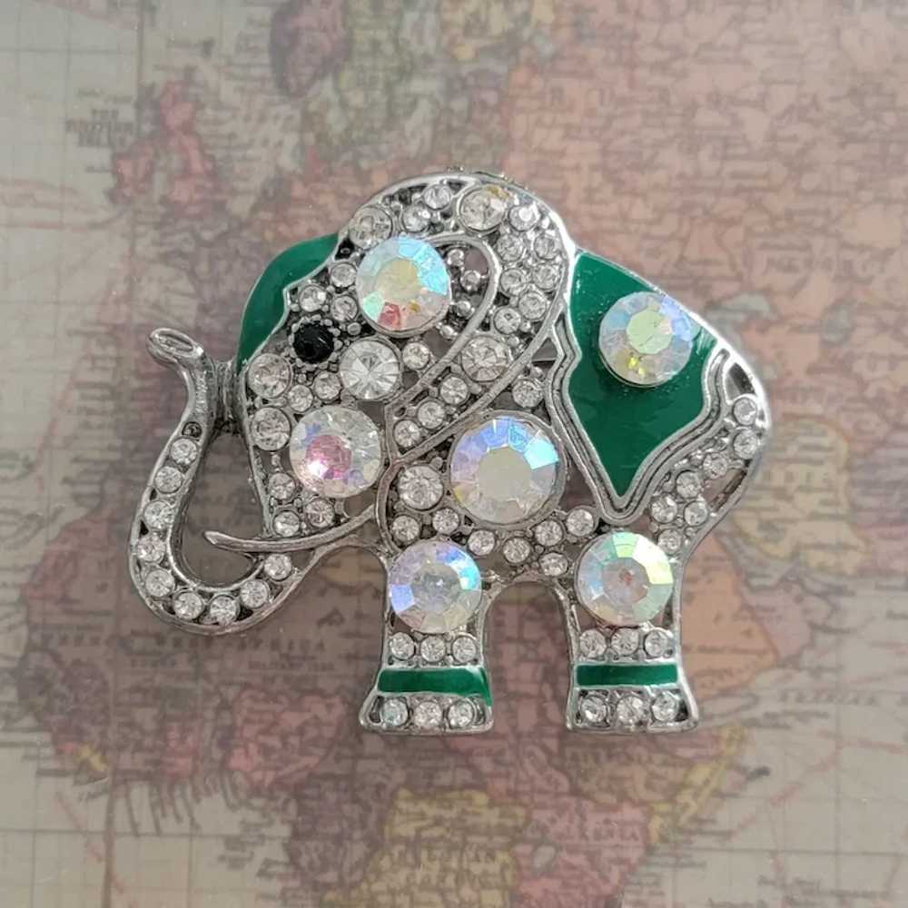 Lucky Elephant Brooch with Lots of Bling - image 3