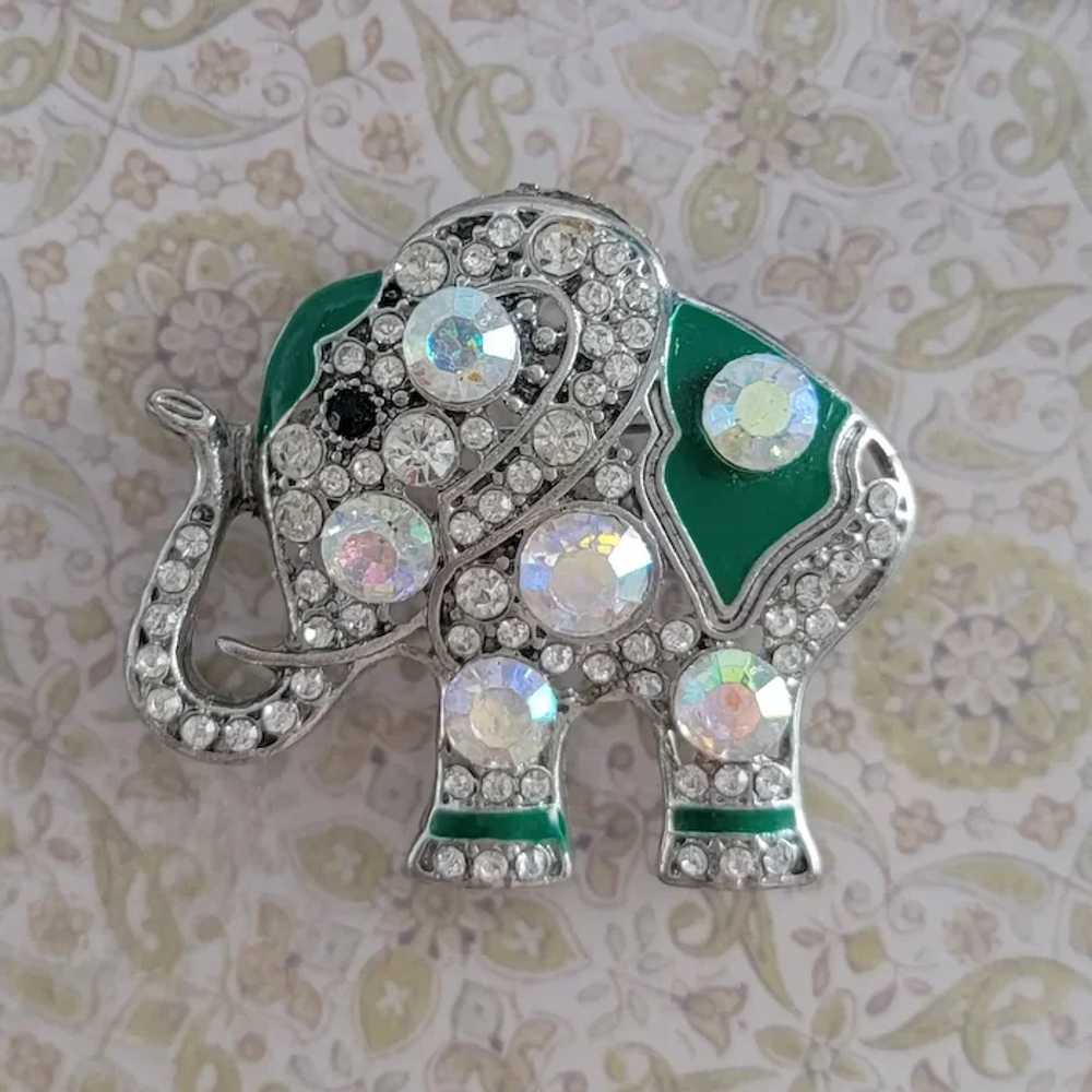 Lucky Elephant Brooch with Lots of Bling - image 4