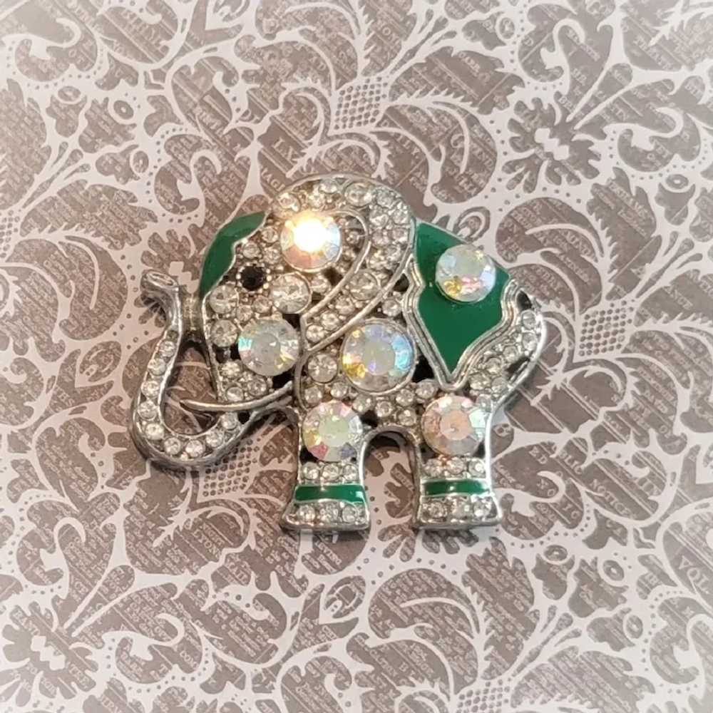 Lucky Elephant Brooch with Lots of Bling - image 5