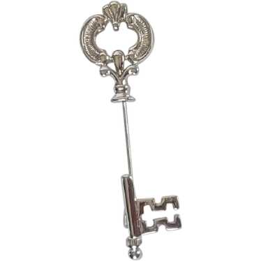 Skeleton Key Fleur-De-Lis Stick Pin by Avon in Si… - image 1