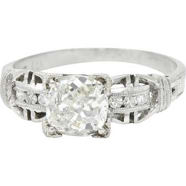 Art Deco 1.16 CTW Diamond Platinum Buckle Engageme