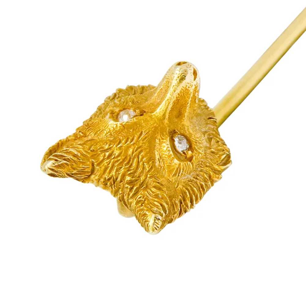 Victorian Diamond 14 Karat Gold Fox Stickpin Circ… - image 5