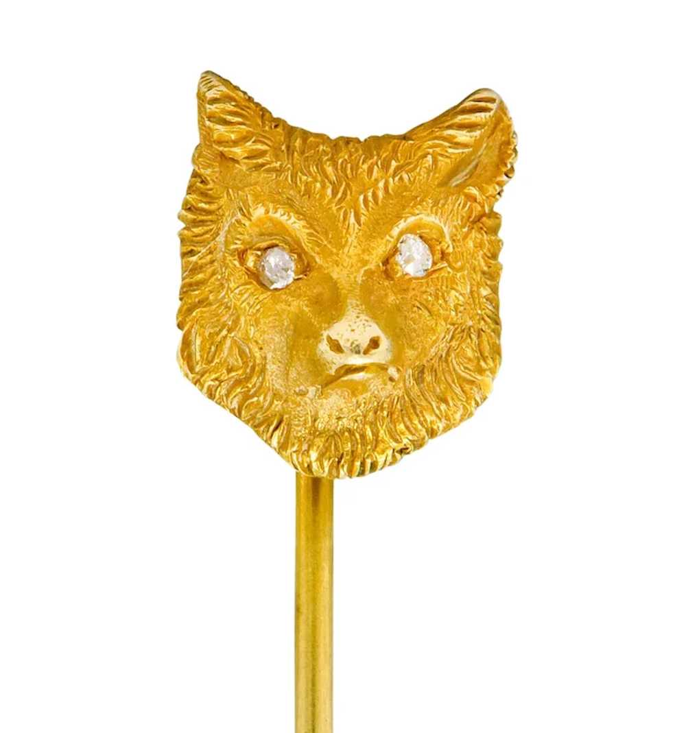 Victorian Diamond 14 Karat Gold Fox Stickpin Circ… - image 7