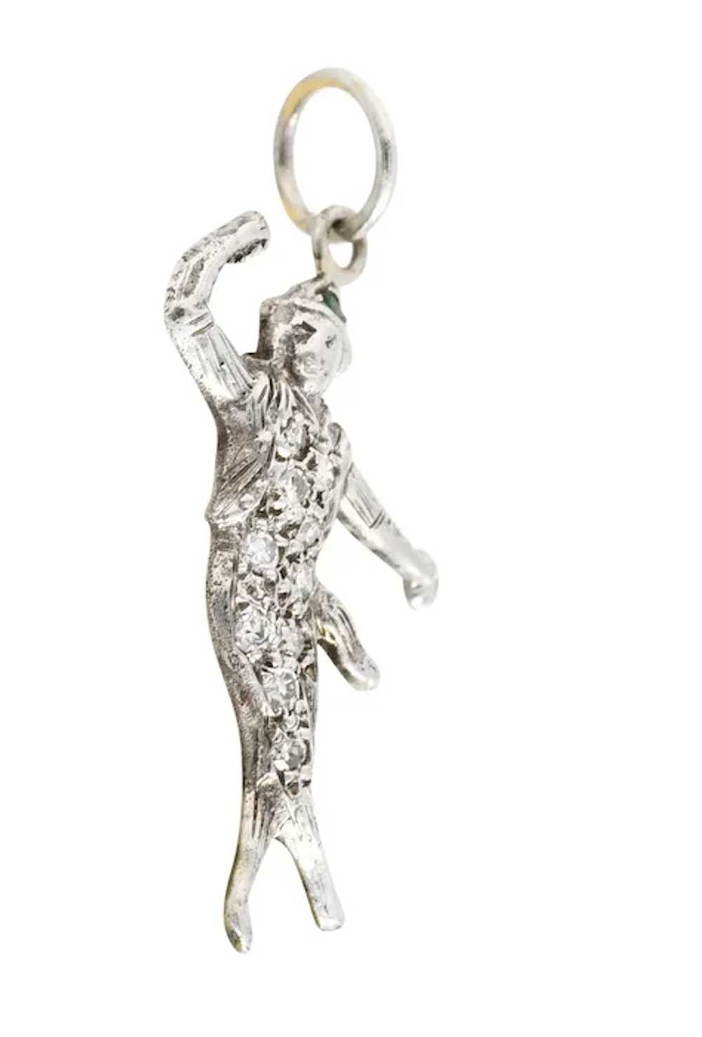 Art Deco Diamond Emerald 14 Karat White Gold Danc… - image 4