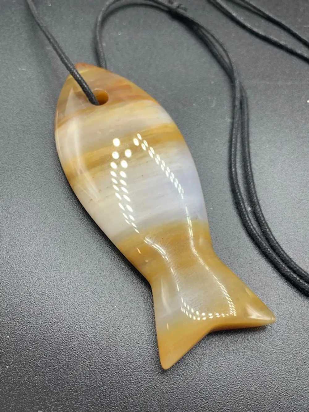 Agate Fish Necklace Polished Semi-precious Long P… - image 5