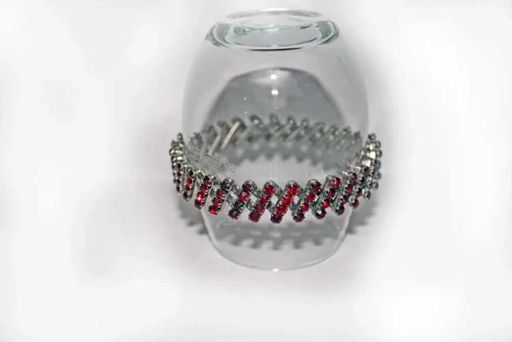 Expansion Stretch Bracelet Ruby RED Stones 1950s - image 3