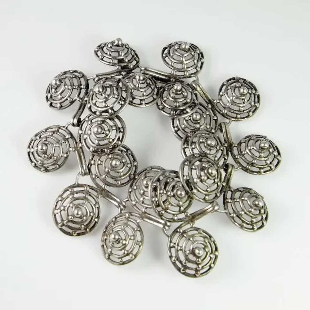 Modernist Sterling Silver Bangle Bracelet 925 Spi… - image 2