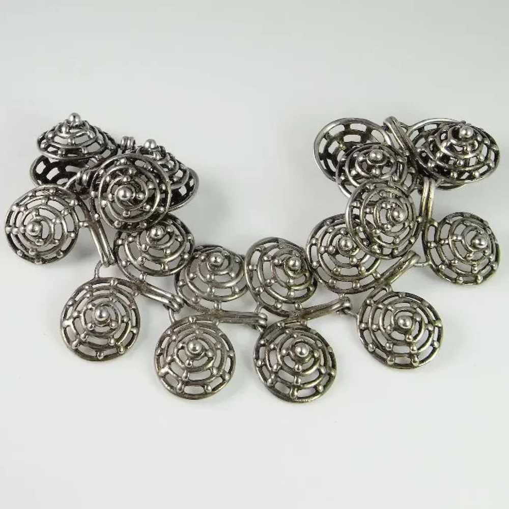Modernist Sterling Silver Bangle Bracelet 925 Spi… - image 7