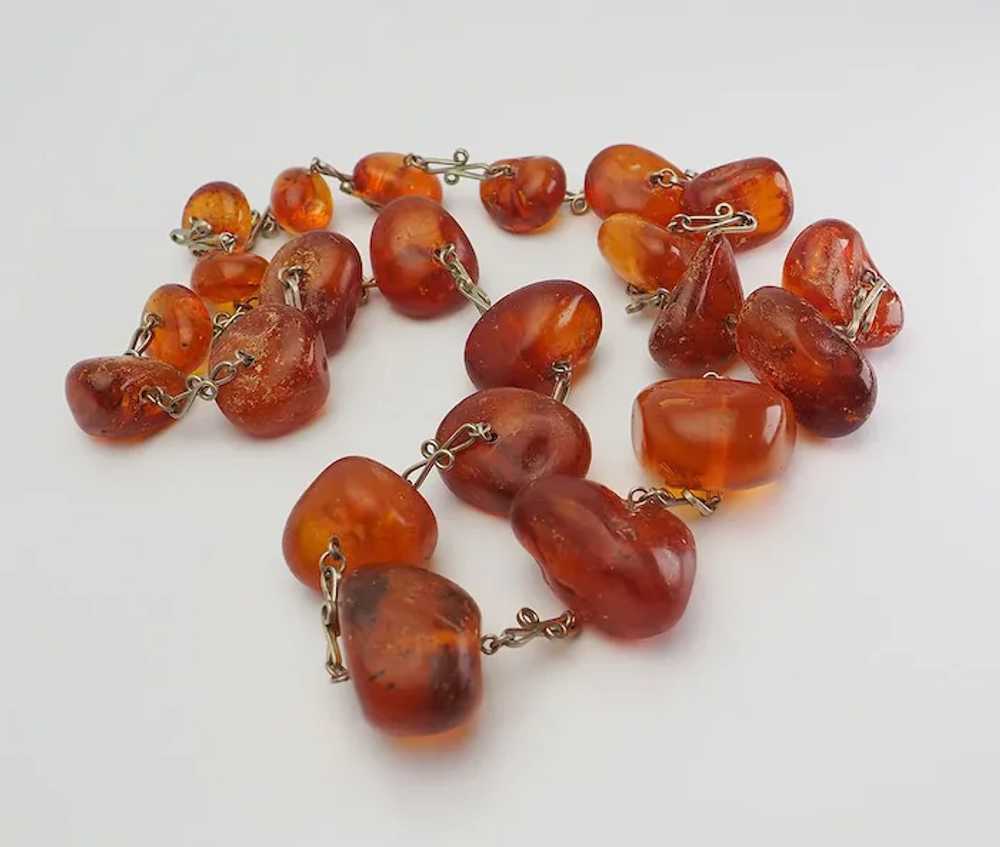 Vintage long chunky genuine Baltic amber handmade… - image 2