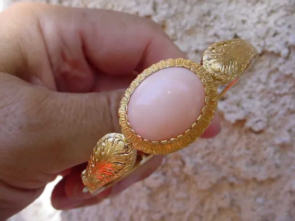 Angel Skin Oval Cabochon 25 Carat Coral Set In A … - image 3