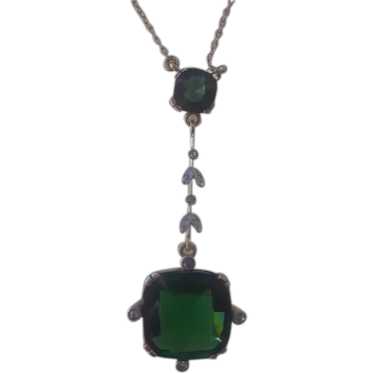 Vintage 18K Gold Necklace, 11 Ct. Green Tourmaline