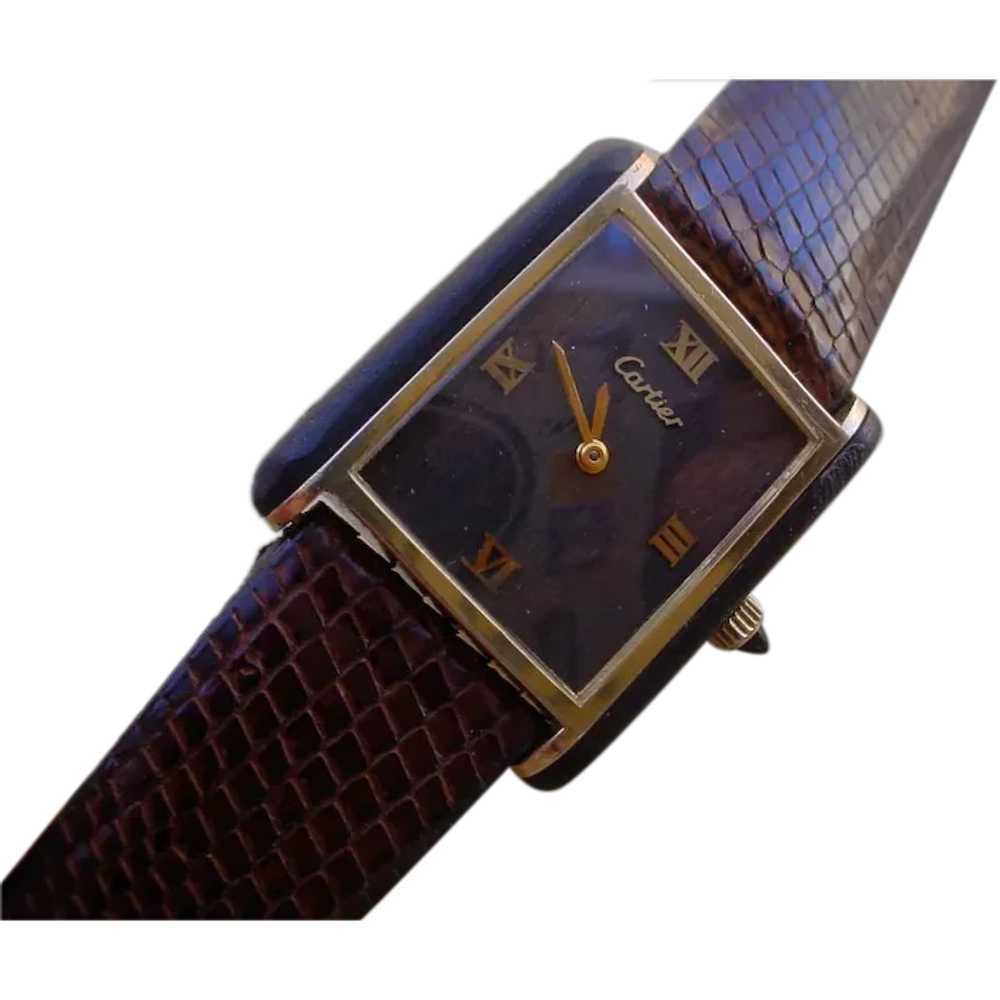 Vintage Rare Ladies Cartier Tank, Wood Dial & Cas… - image 1