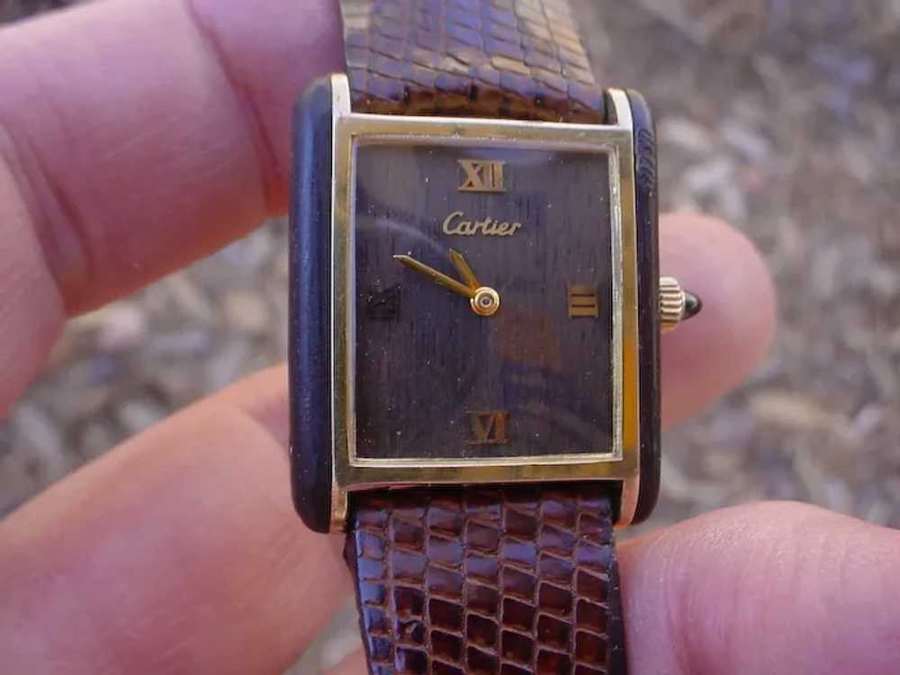 Vintage Rare Ladies Cartier Tank, Wood Dial & Cas… - image 3