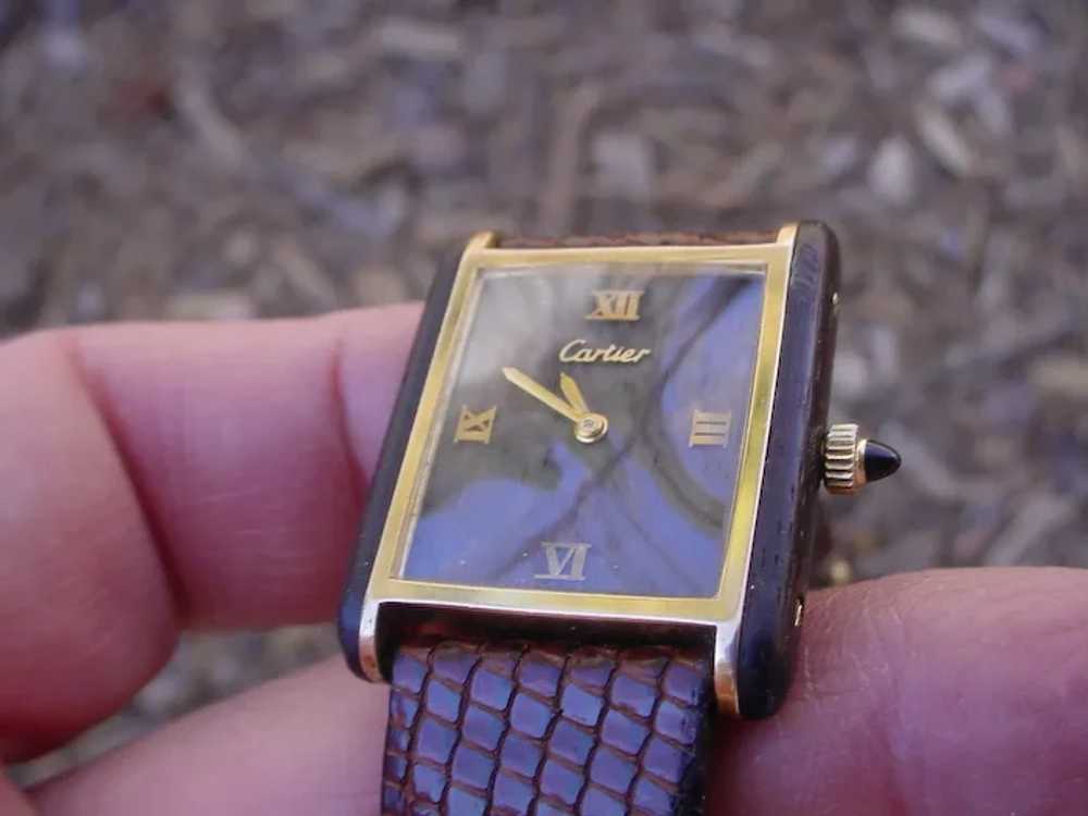 Vintage Rare Ladies Cartier Tank, Wood Dial & Cas… - image 4