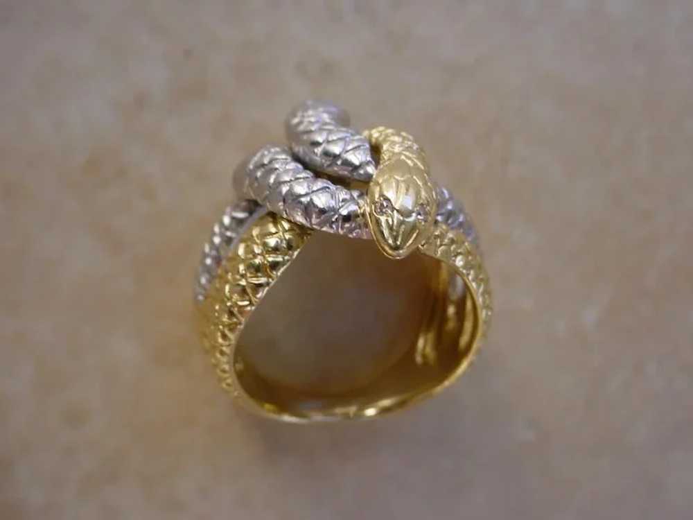 Beautiful 18K Gold And Platinum Ladies Ring Depic… - image 4