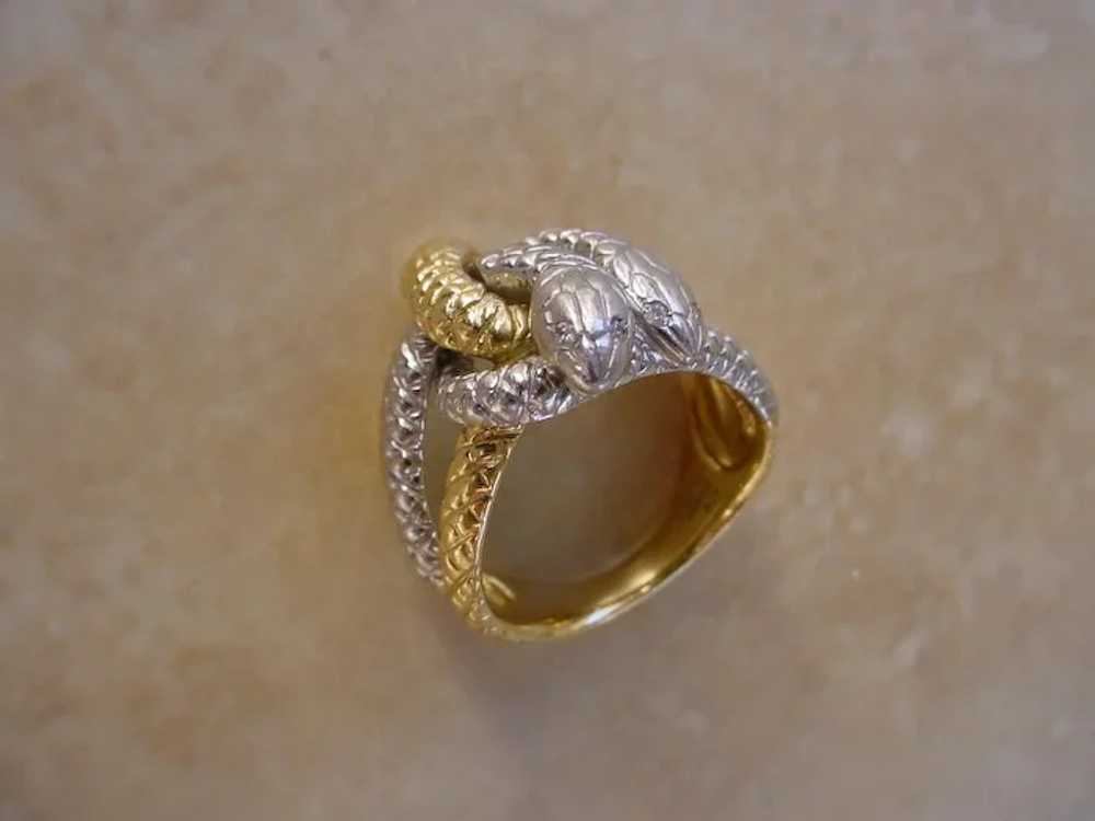Beautiful 18K Gold And Platinum Ladies Ring Depic… - image 5