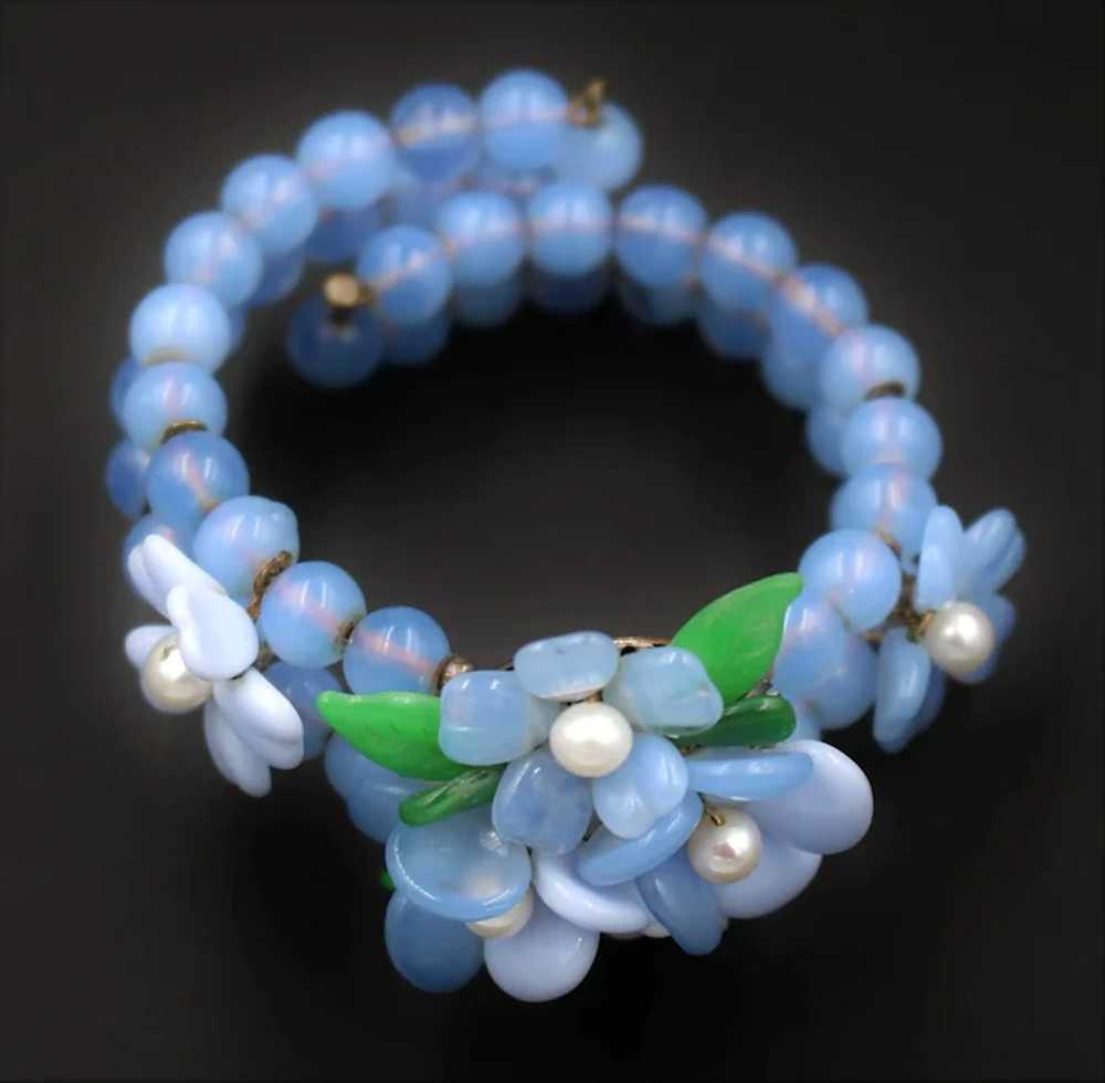 Bracelet Made in W. Germany Memory Wire Pearl Blu… - image 10