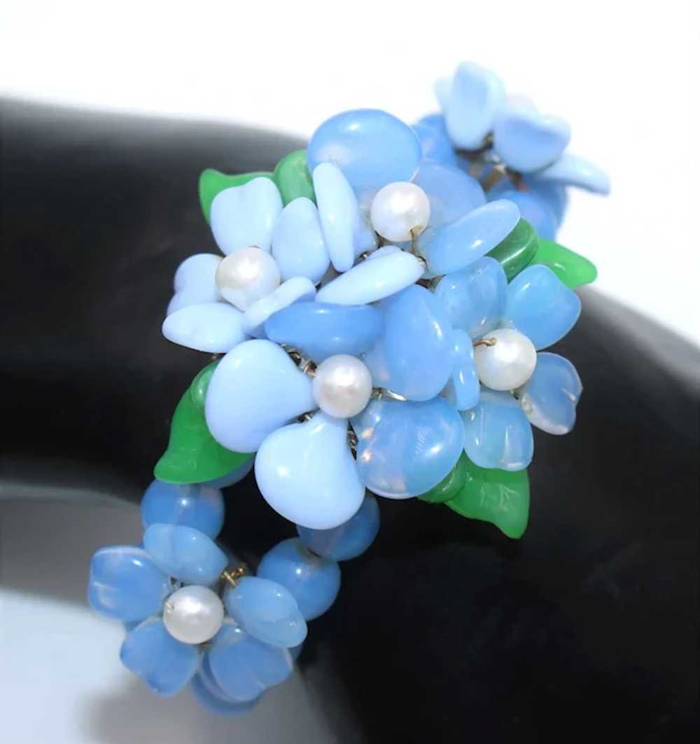 Bracelet Made in W. Germany Memory Wire Pearl Blu… - image 2