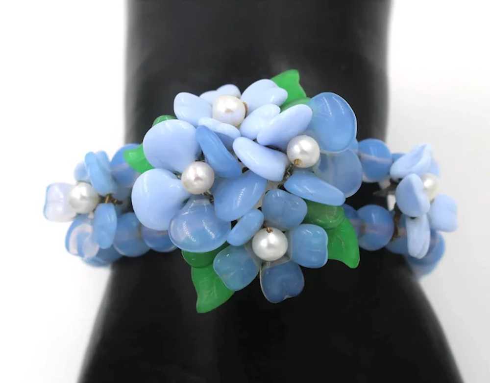 Bracelet Made in W. Germany Memory Wire Pearl Blu… - image 5