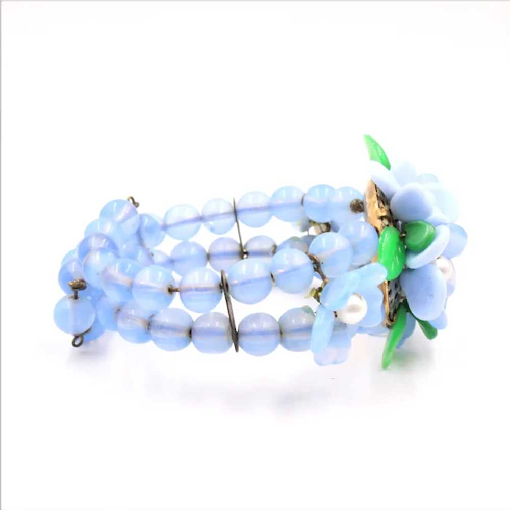 Bracelet Made in W. Germany Memory Wire Pearl Blu… - image 6