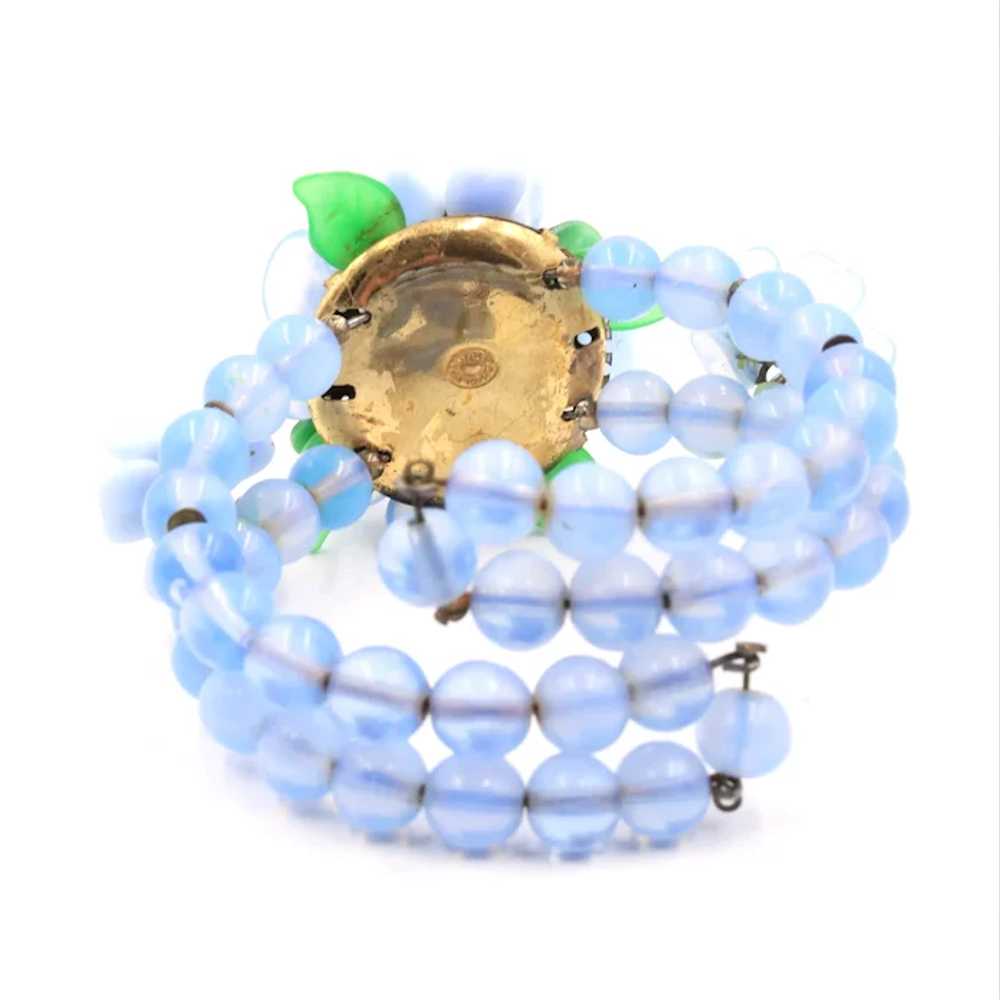 Bracelet Made in W. Germany Memory Wire Pearl Blu… - image 7