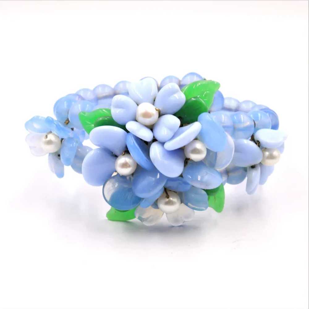 Bracelet Made in W. Germany Memory Wire Pearl Blu… - image 8