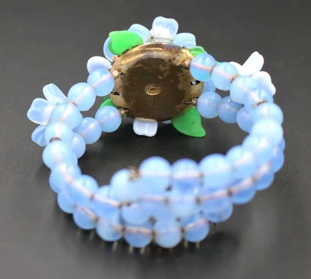 Bracelet Made in W. Germany Memory Wire Pearl Blu… - image 9