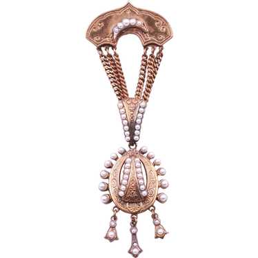 Brooch Pin Necklace Dangle Pendant Victorian Reviv