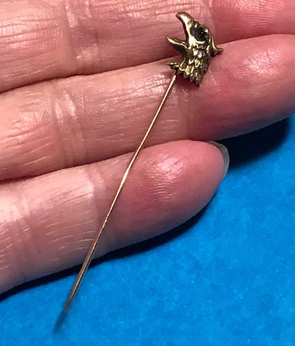 14K Gold Griffin Stickpin with Cabochon Ruby Eye - image 2