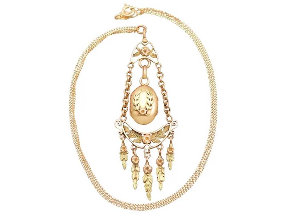 Antique French 18 ct Yellow and Rose Gold Locket - image 2