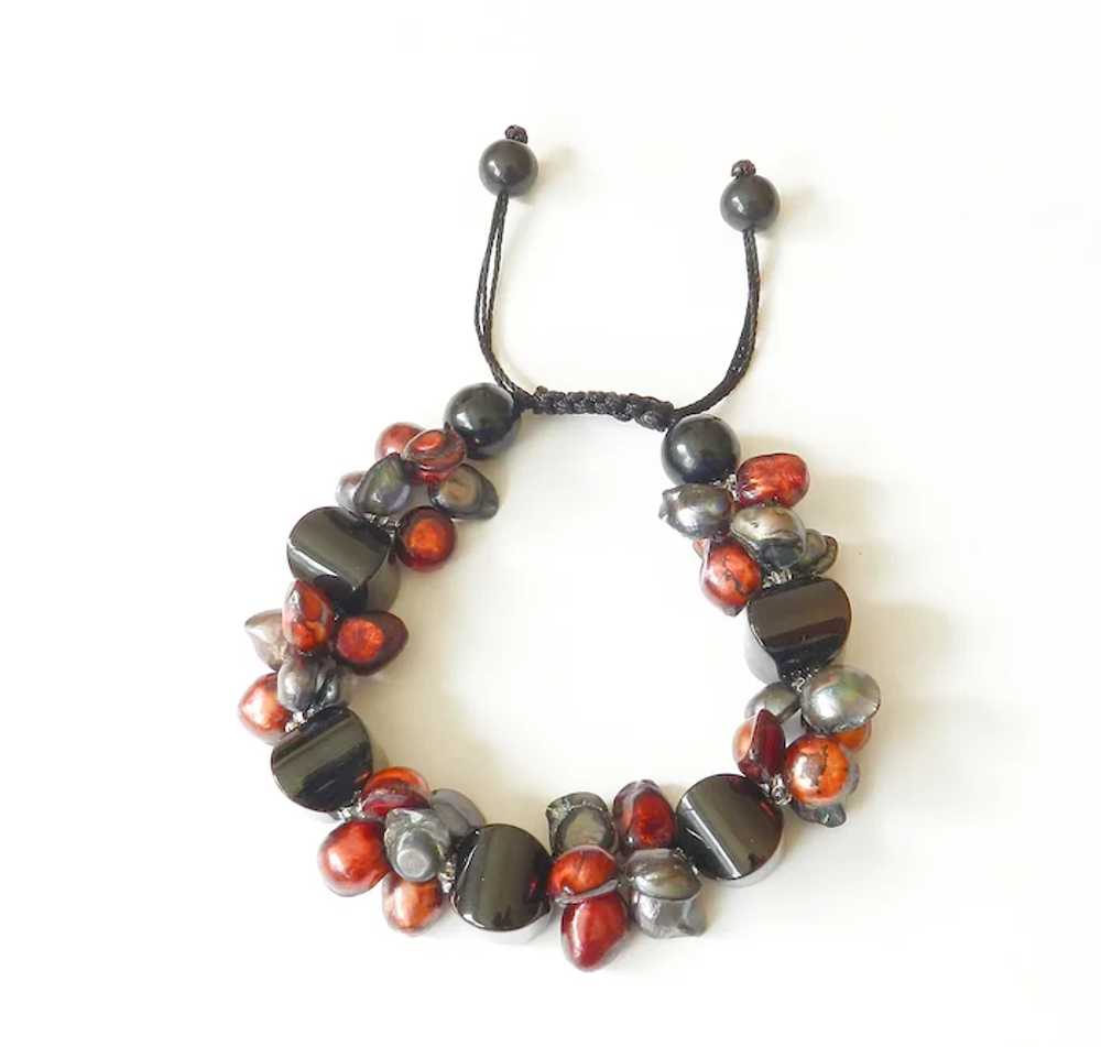 Red and Blackish-Blue Cultured Pearl Bracelet wit… - image 4