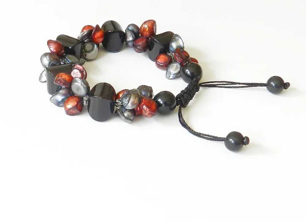 Red and Blackish-Blue Cultured Pearl Bracelet wit… - image 5