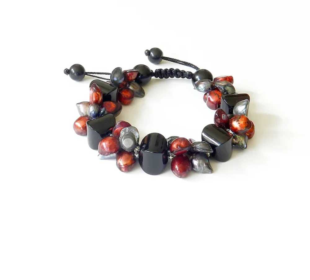Red and Blackish-Blue Cultured Pearl Bracelet wit… - image 6